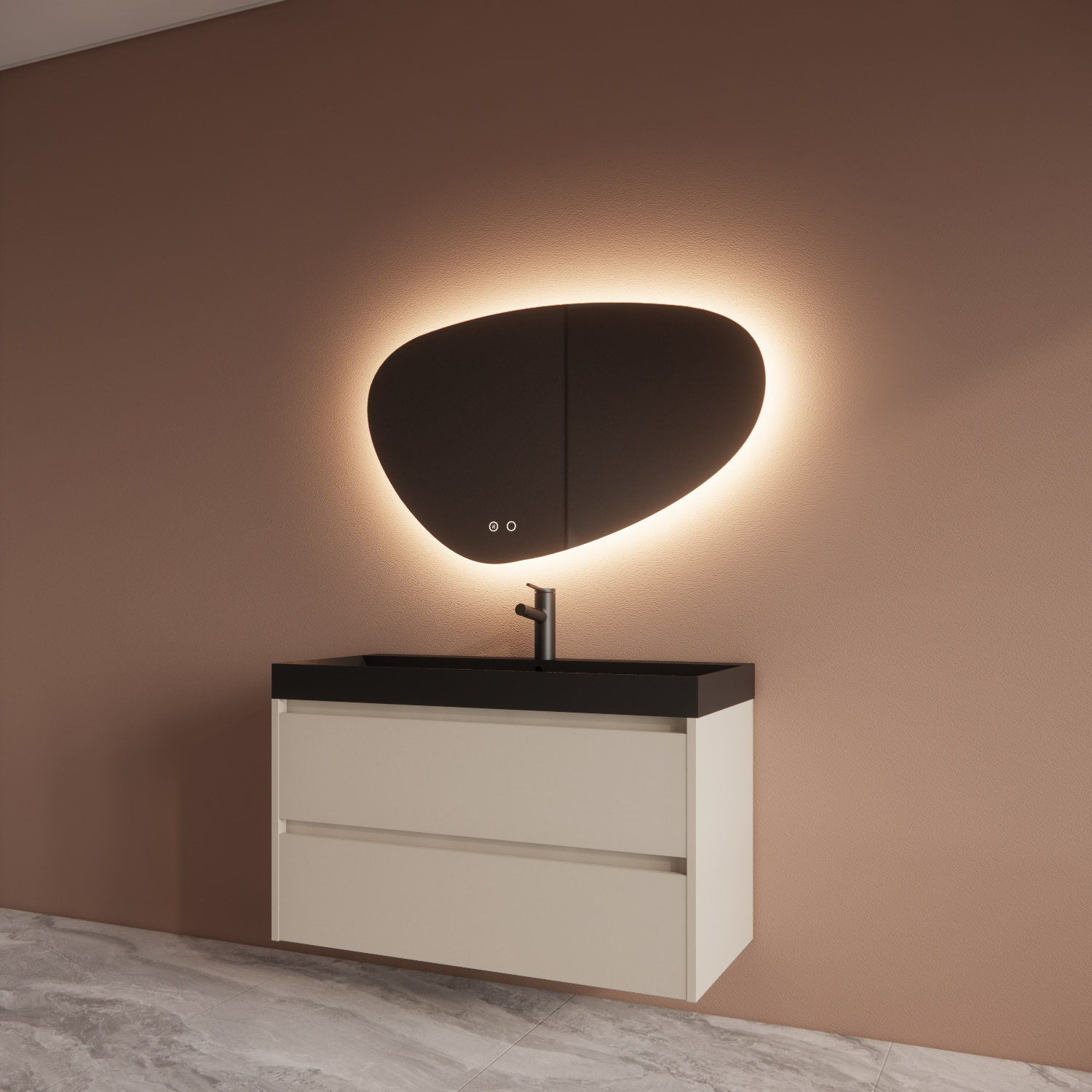 Badmeubelset BWS Riga Met Lako Wastafel Zwart 100 cm Kasjmier Boss & Wessing