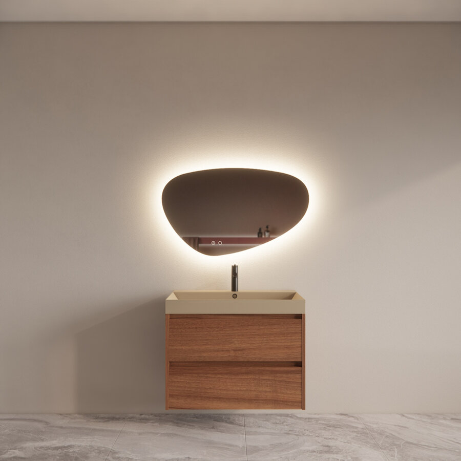 Badmeubelset BWS Riga Met Lako Wastafel Cappuccino 80 cm Walnoot