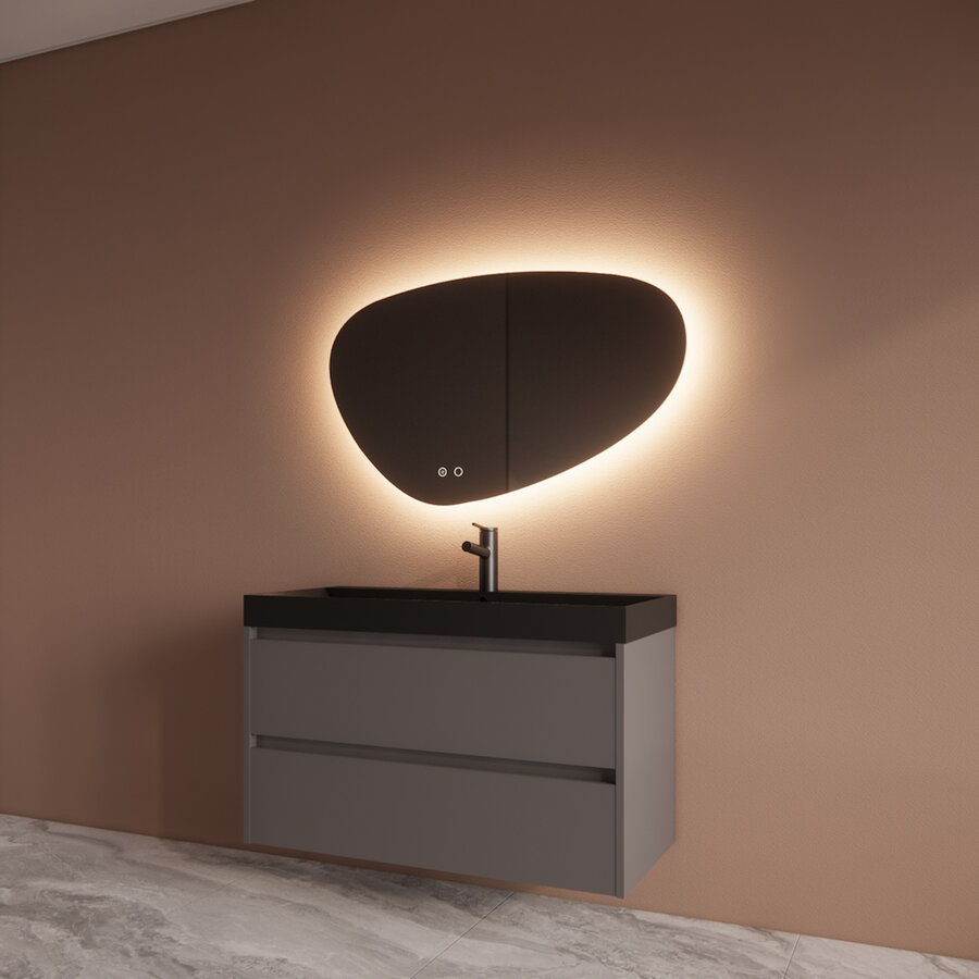 Badmeubelset BWS Riga Met Lako Wastafel Zwart 100 cm Leigrijs