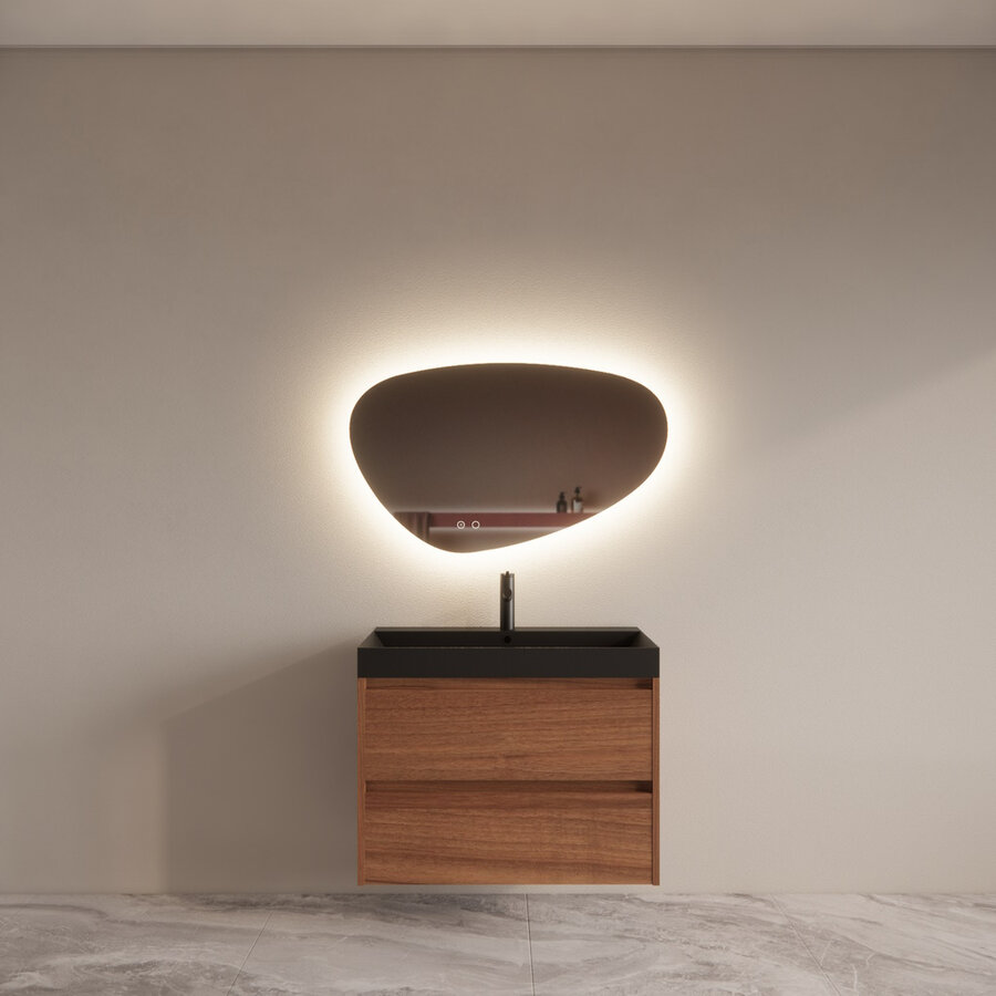 Badmeubelset BWS Riga Met Lako Wastafel Zwart 80 cm Walnoot