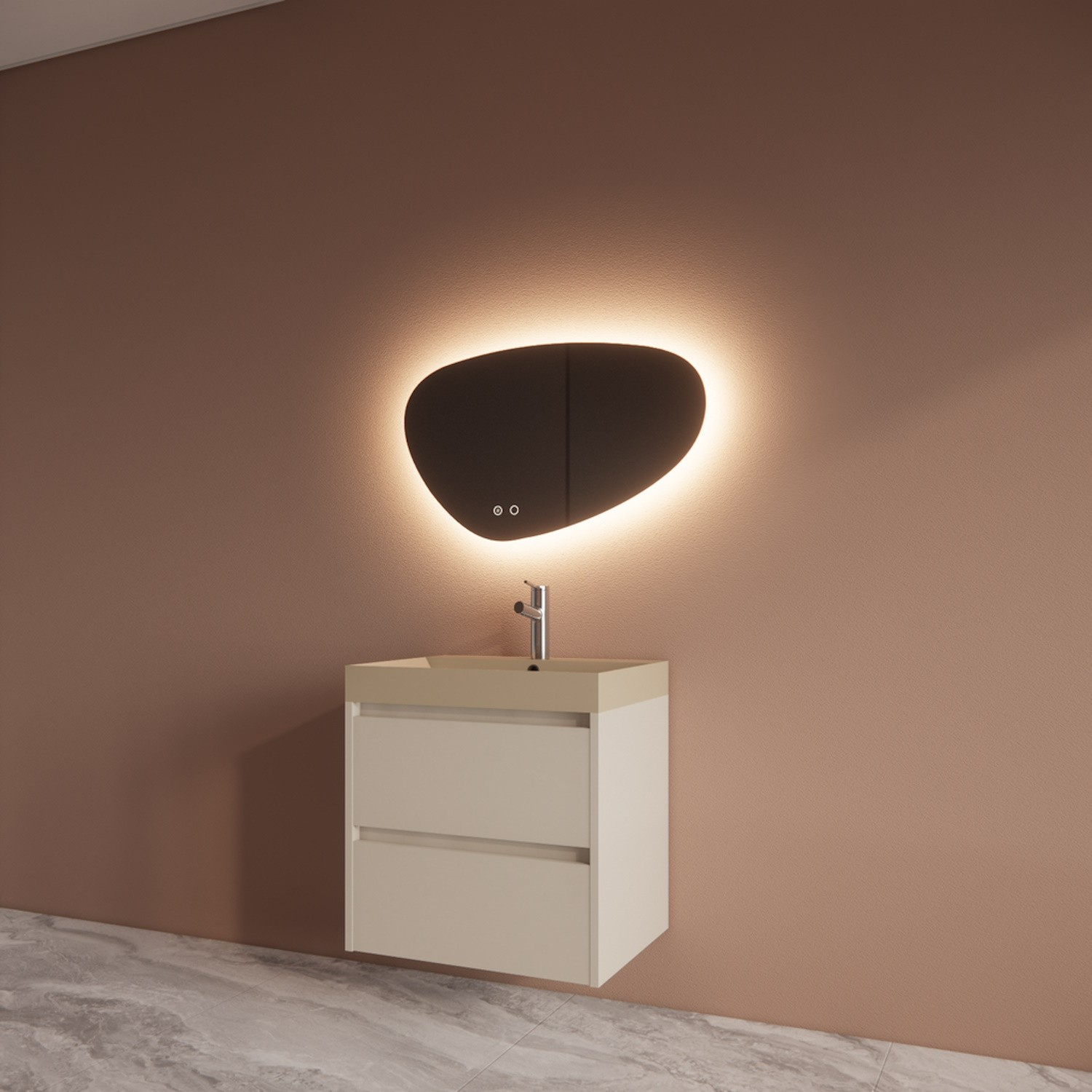 Badmeubelset BWS Riga Met Lako Wastafel Cappuccino 60 cm Kasjmier Boss & Wessing