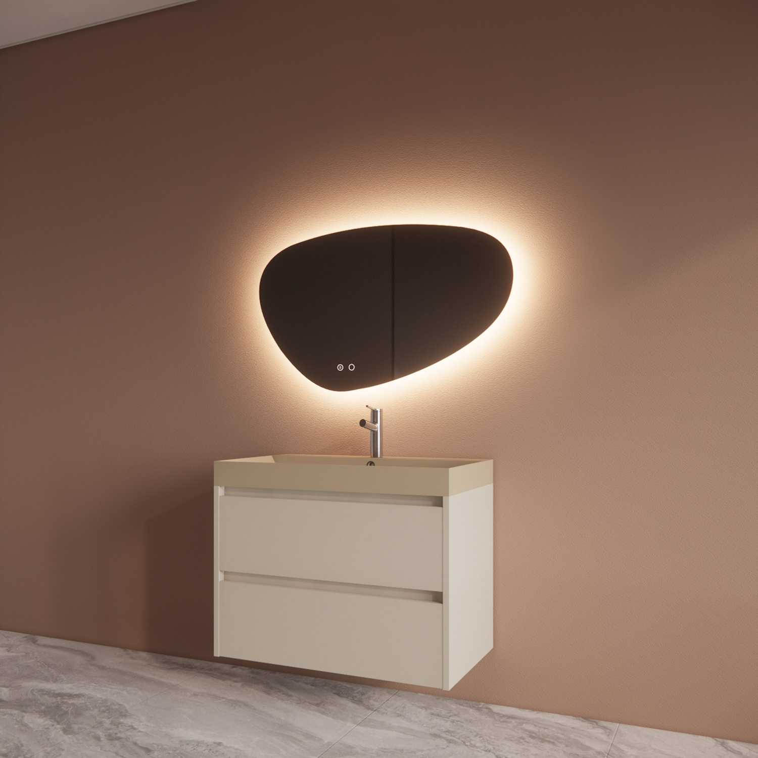 Badmeubelset BWS Riga Met Lako Wastafel Cappuccino 80 cm Kasjmier Boss & Wessing