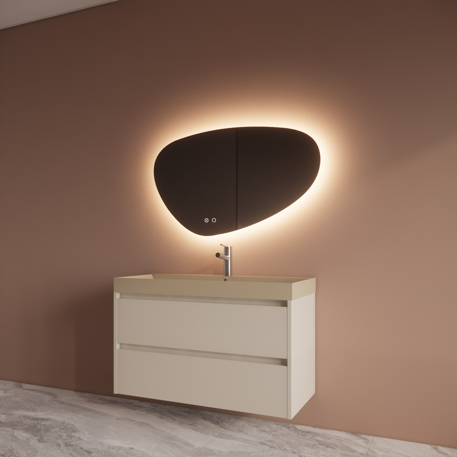 Badmeubelset BWS Riga Met Lako Wastafel Cappuccino 100 cm Kasjmier Boss & Wessing