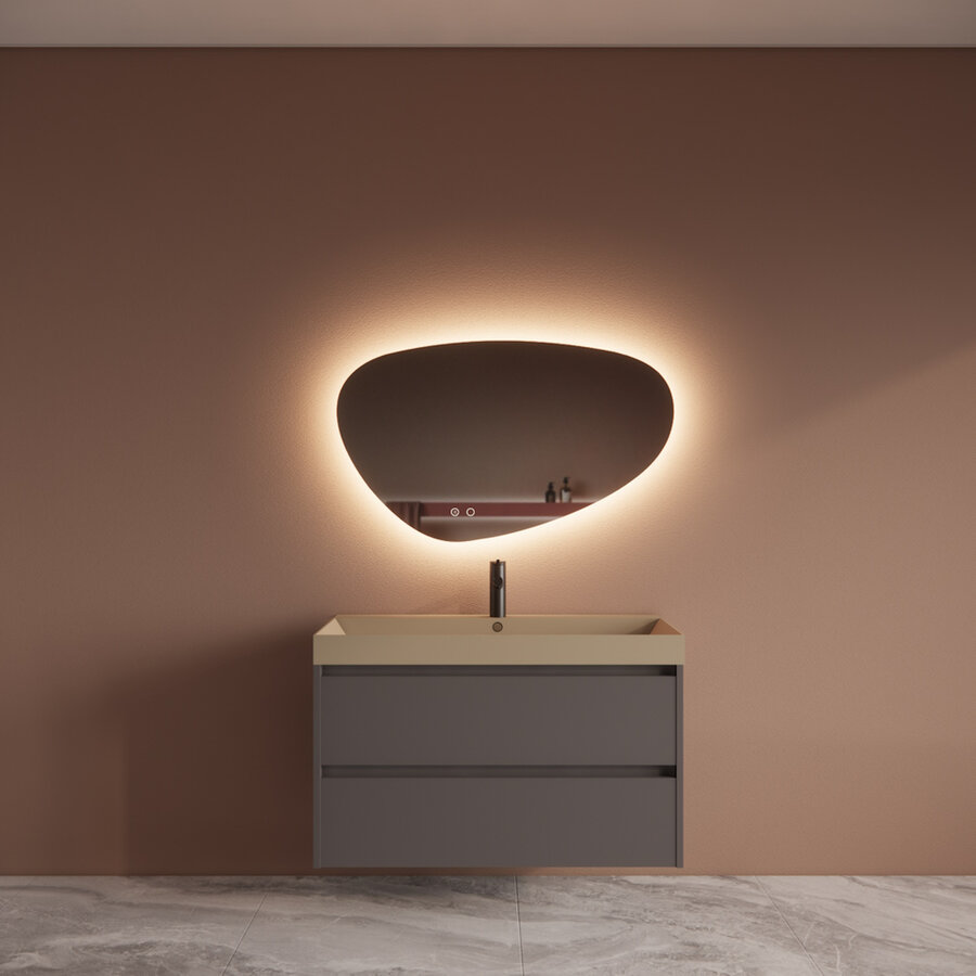 Badmeubelset BWS Riga Met Lako Wastafel Cappuccino 100 cm Leigrijs