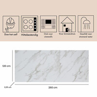 Wandpaneel Isodeco SPC Marmer Plaat 120x260 cm Marble Wit Grijs (Prijs Per Plaat)