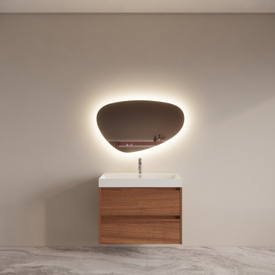 Badmeubelset BWS Riga Met Lako Wastafel Wit 80 cm Walnoot