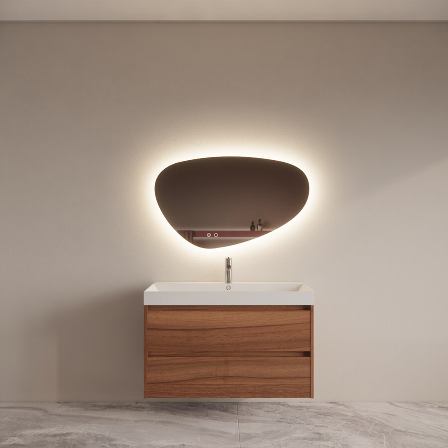 Badmeubelset BWS Riga Met Lako Wastafel Wit 100 cm Walnoot