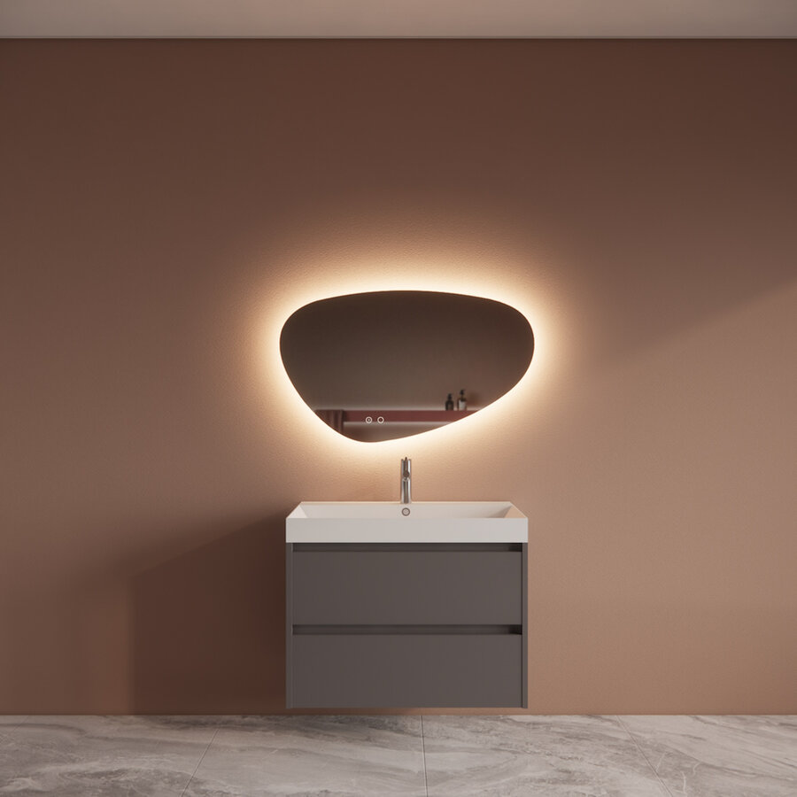 Badmeubelset BWS Riga Met Lako Wastafel Wit 80 cm Leigrijs