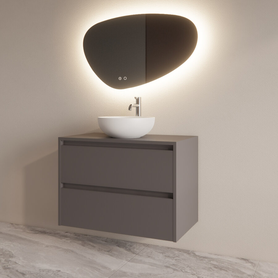 Badmeubelset BWS Riga Met Topplaat 80 cm Leigrijs