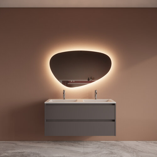 Badmeubelset BWS Riga Met Asia Wastafel Wit 120 cm Leigrijs 