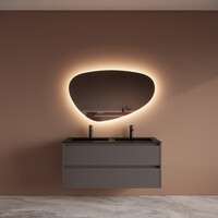 Badmeubelset BWS Riga Met Asia Wastafel Mat Zwart 120 cm Leigrijs