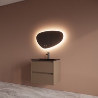 Badmeubelset BWS Riga Met Asia Wastafel Mat Zwart 60 cm Latte