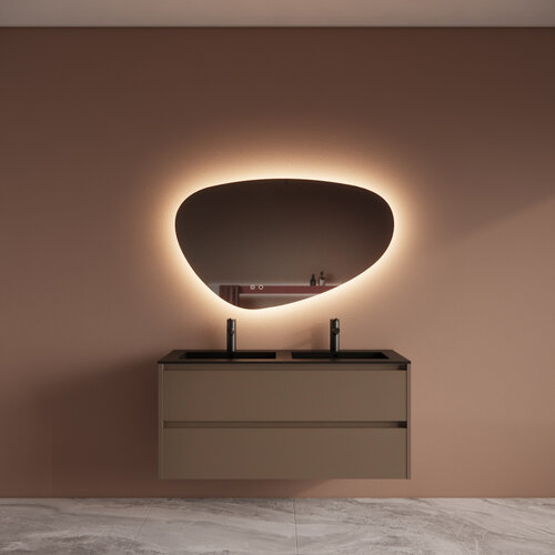 Badmeubelset BWS Riga Met Asia Wastafel Mat Zwart 120 cm Latte 