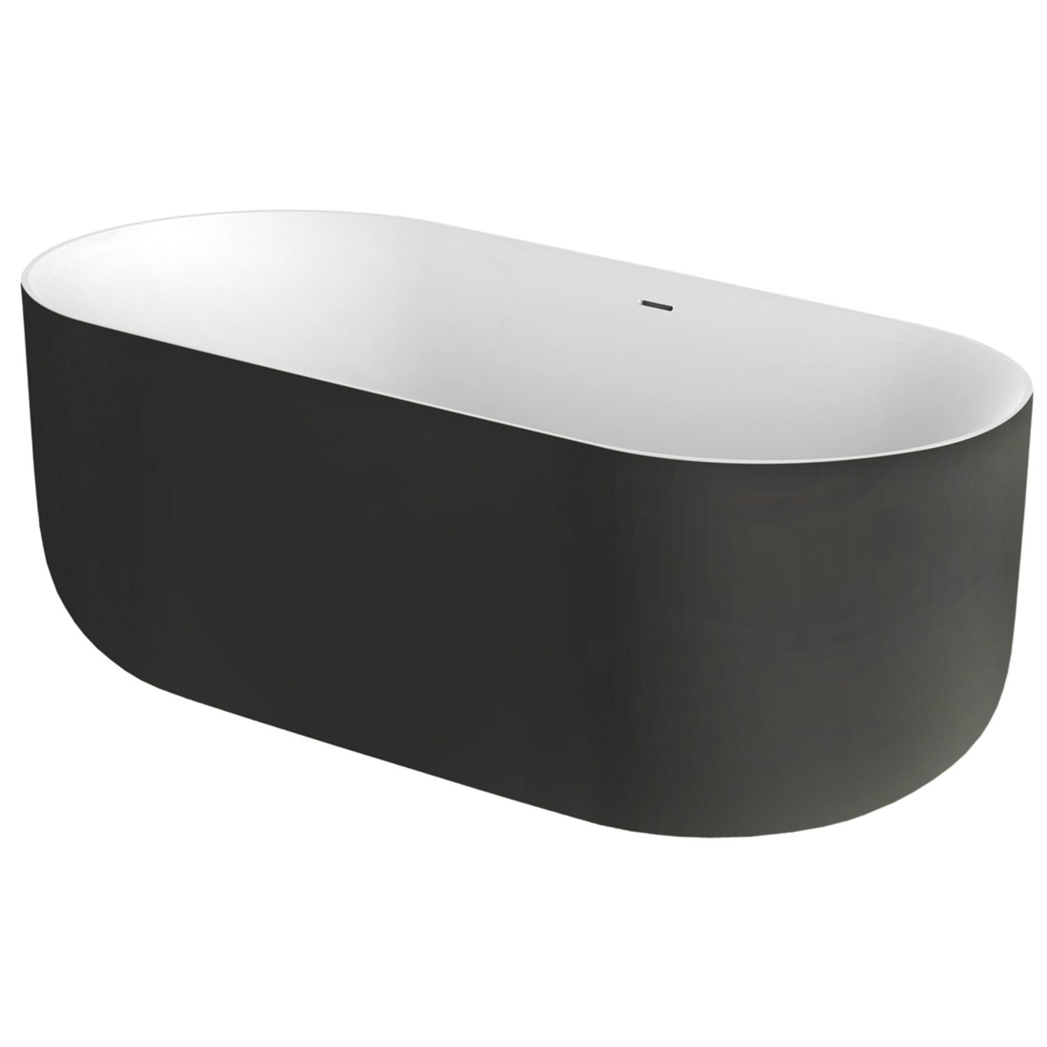 XenZ Vrijstaand Bad Mauro 180x84x64 cm Solid Surface Zwart