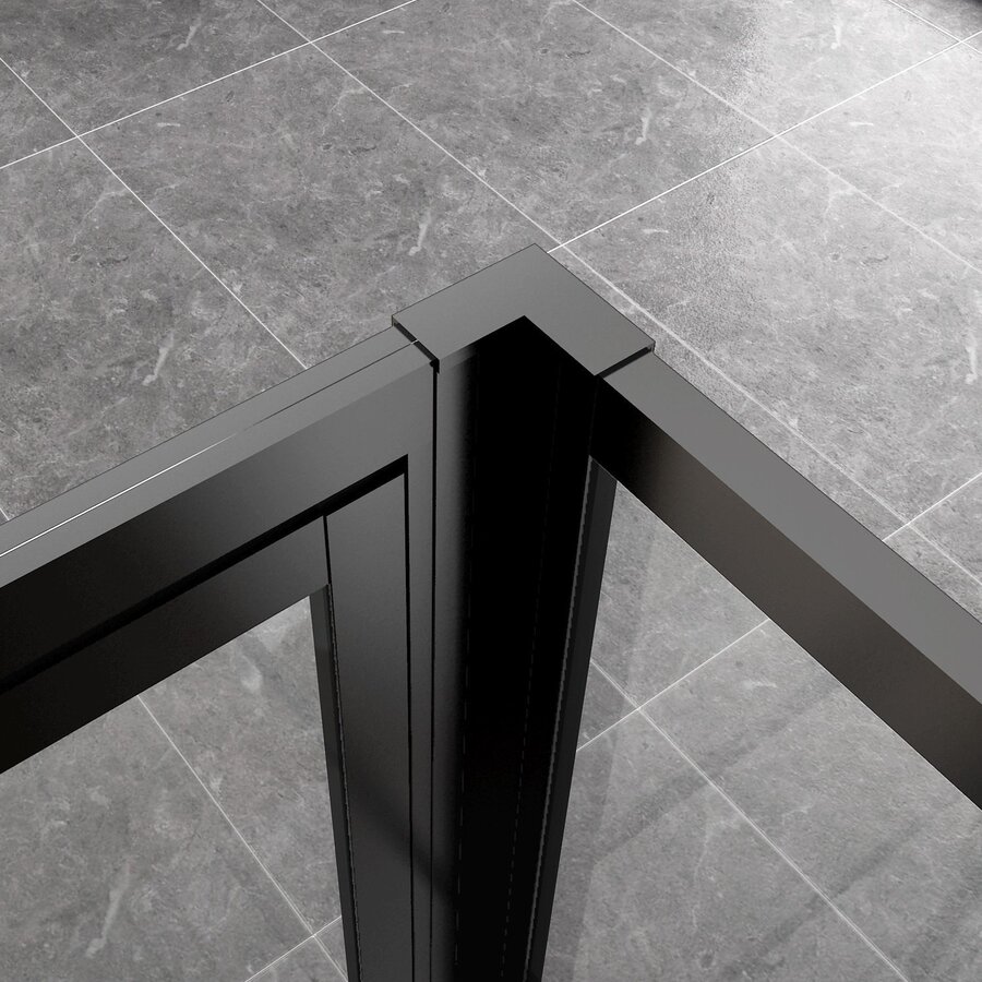 BWS Nisdeur INDUS met Vast Paneel 130x200 cm 8 mm NANO Glas Omkeerbaar Mat Zwart