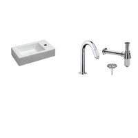 Fonteinset Chepri Keramiek Rechts 46X26X11 Cm Chroom (Keuze Uit 20 Kranen)