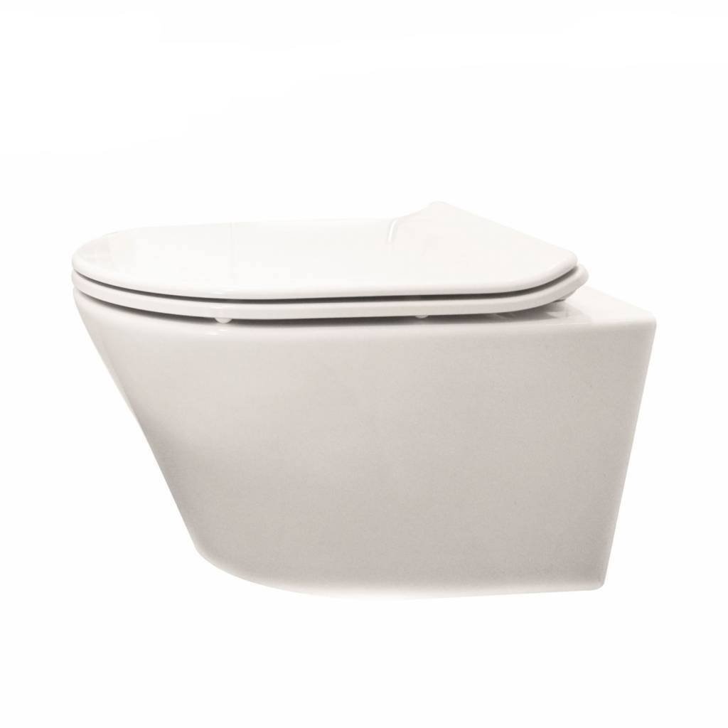 Hangtoilet Vesta Rimless Diepspoel Wit Aqua Splash