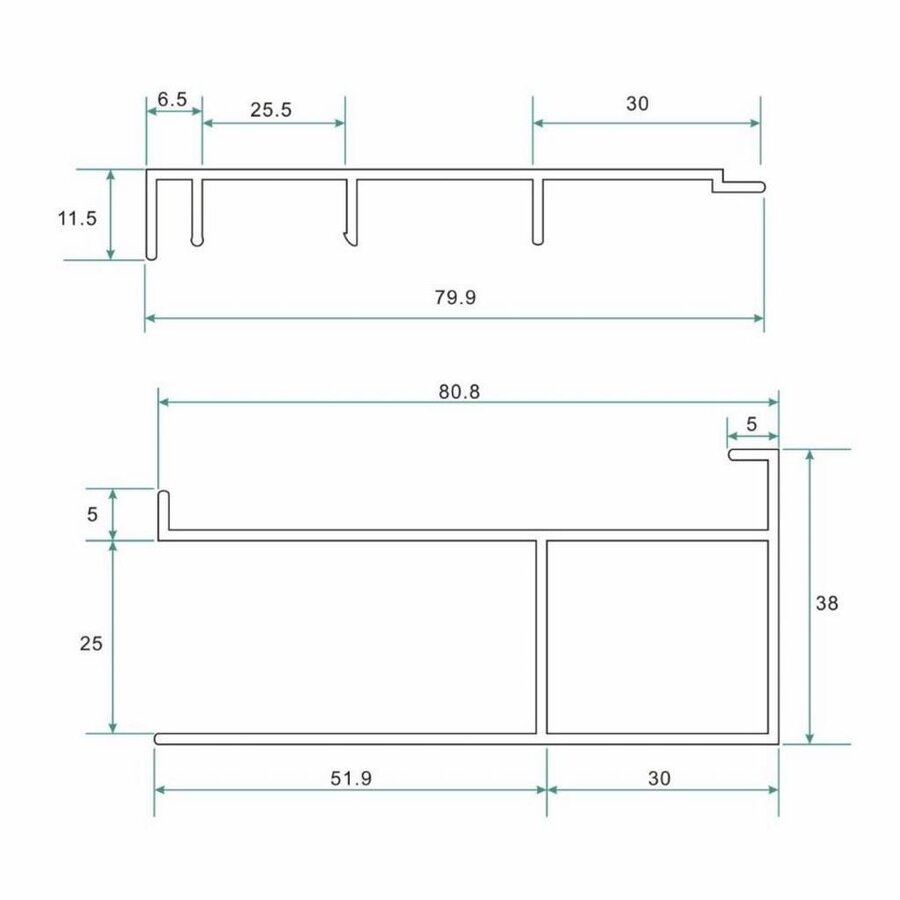 Verbredingsprofiel Voor Douchewand Aluminium 3X200 Of 202Cm