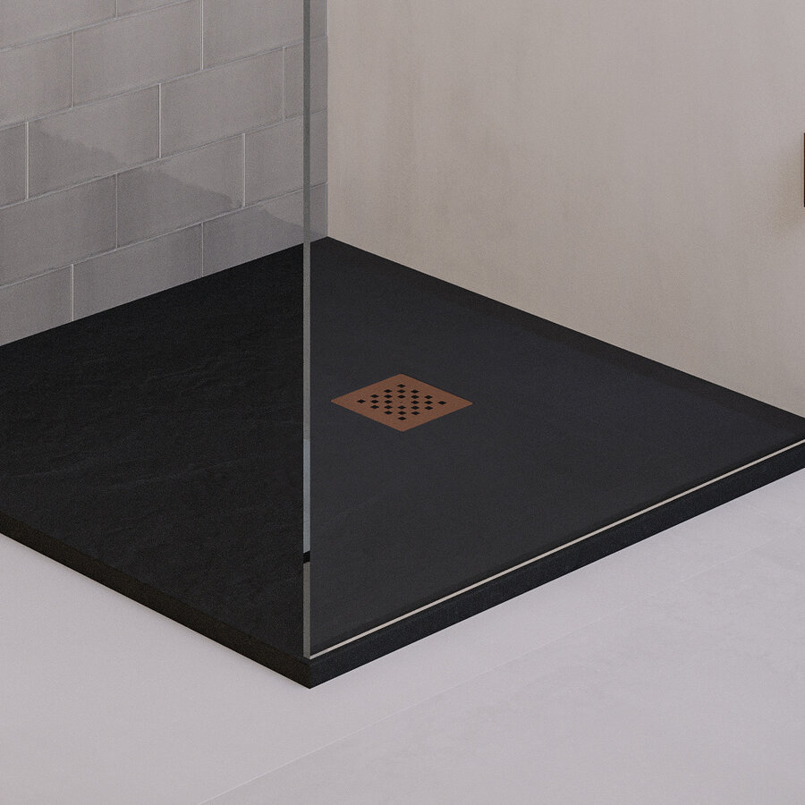 Afvoerrooster Koper t.b.v. Douchebak Relievo Crag