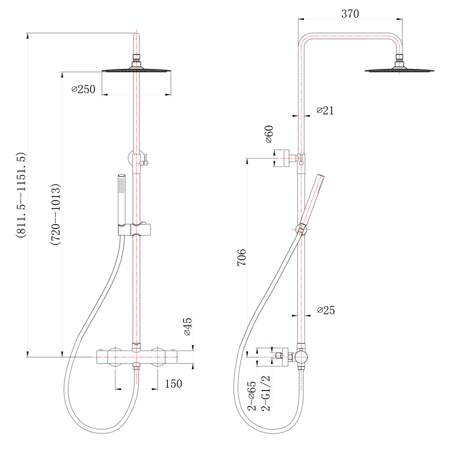 Opbouwset Met Themostaatkraan Rvs