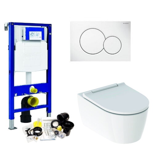 Geberit UP320 Toiletset set69 Geberit ONE Rimless Diepspoel Turboflush Wit met Sigma 01 drukplaat 