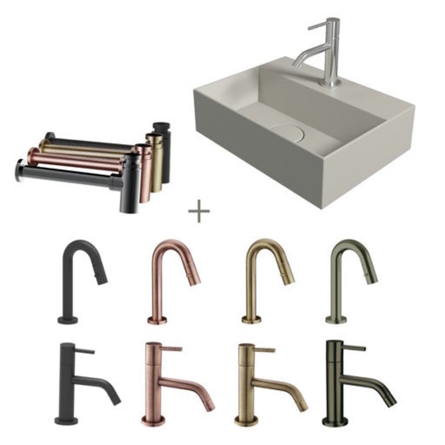 Salenzi Fonteinset Spy 40x30 cm Mat Grijs (Keuze uit 8 kranen in 4 kleuren)