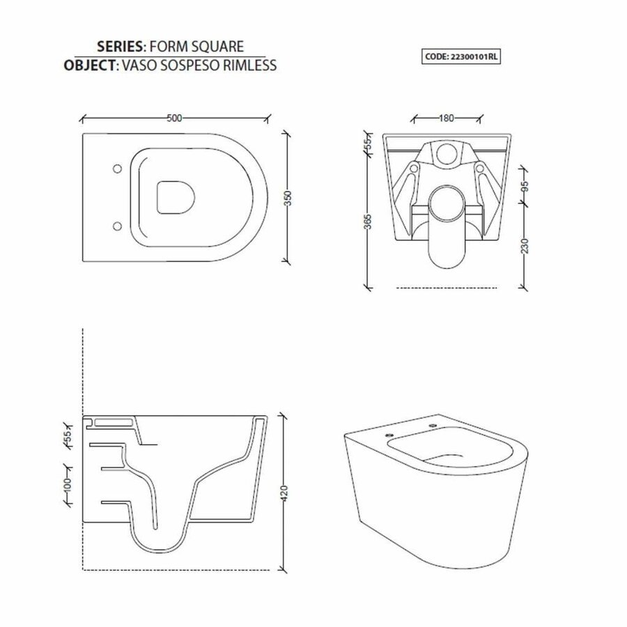 UP320 Toiletset 35 Civita Black Rimless Mat Zwart Met bril En Drukplaat