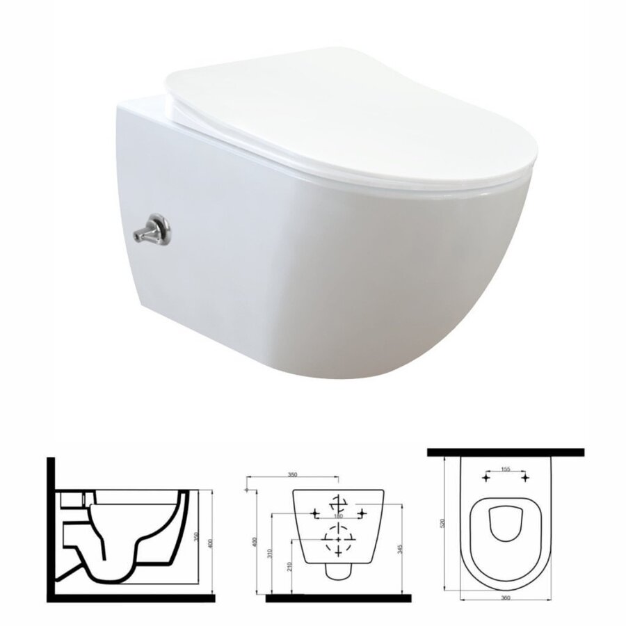 UP320 Toiletset 46 Creavit Free Rimfree Bidet Met Bril En Drukplaat