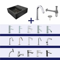 Fonteinset Ceres Square Natuursteen 30X30X10 Cm Chroom (Keuze Uit 20 Kranen)