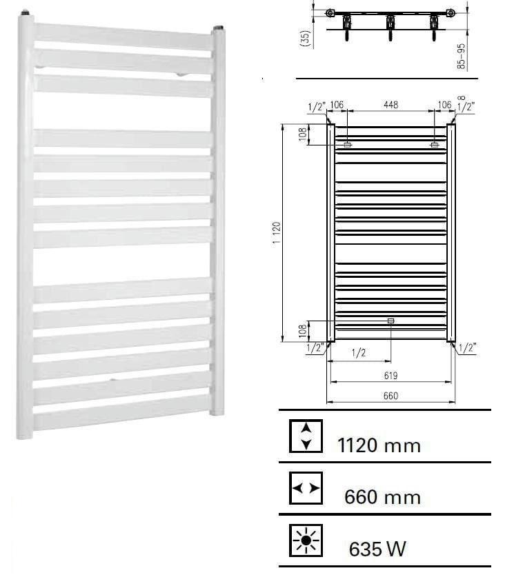 Plieger Designradiator Vale 1120 x 660 mm Mat Zwart