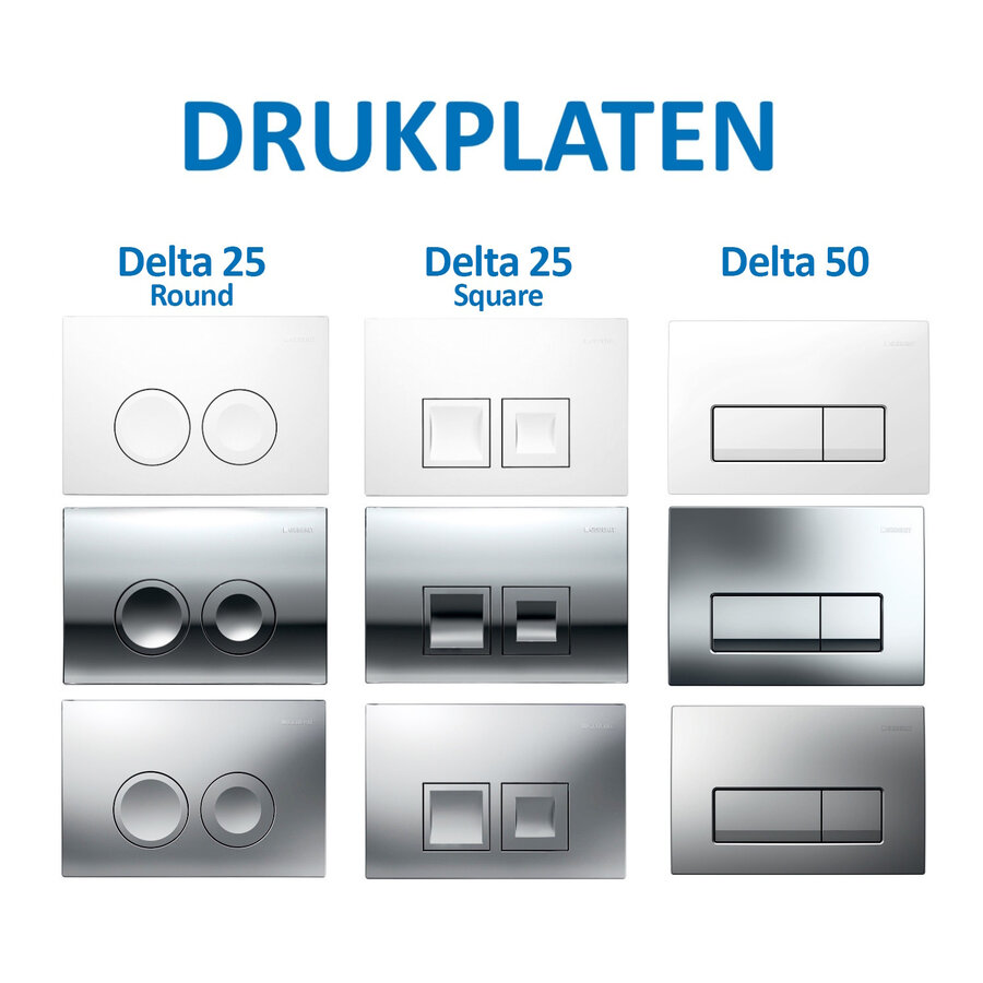 Geberit up100 Toiletset BWS Mudo | Randloos met Zitting | Mat Wit | Delta Drukplaat
