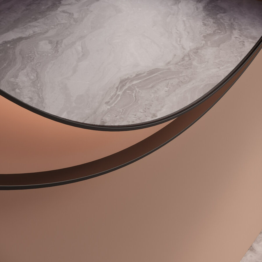 Spiegel Gliss Design Kosmos Mat Zwart met Frame en Indirecte LED Verlichting 100 cm