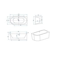 Half Vrijstaand Hoekbad BWS Danielle Rechts 170x78 Wit