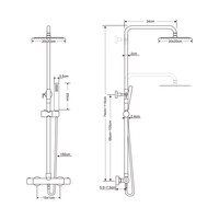 Regendoucheset Aqua Splash Thermostatisch Square met Handdouche Chroom