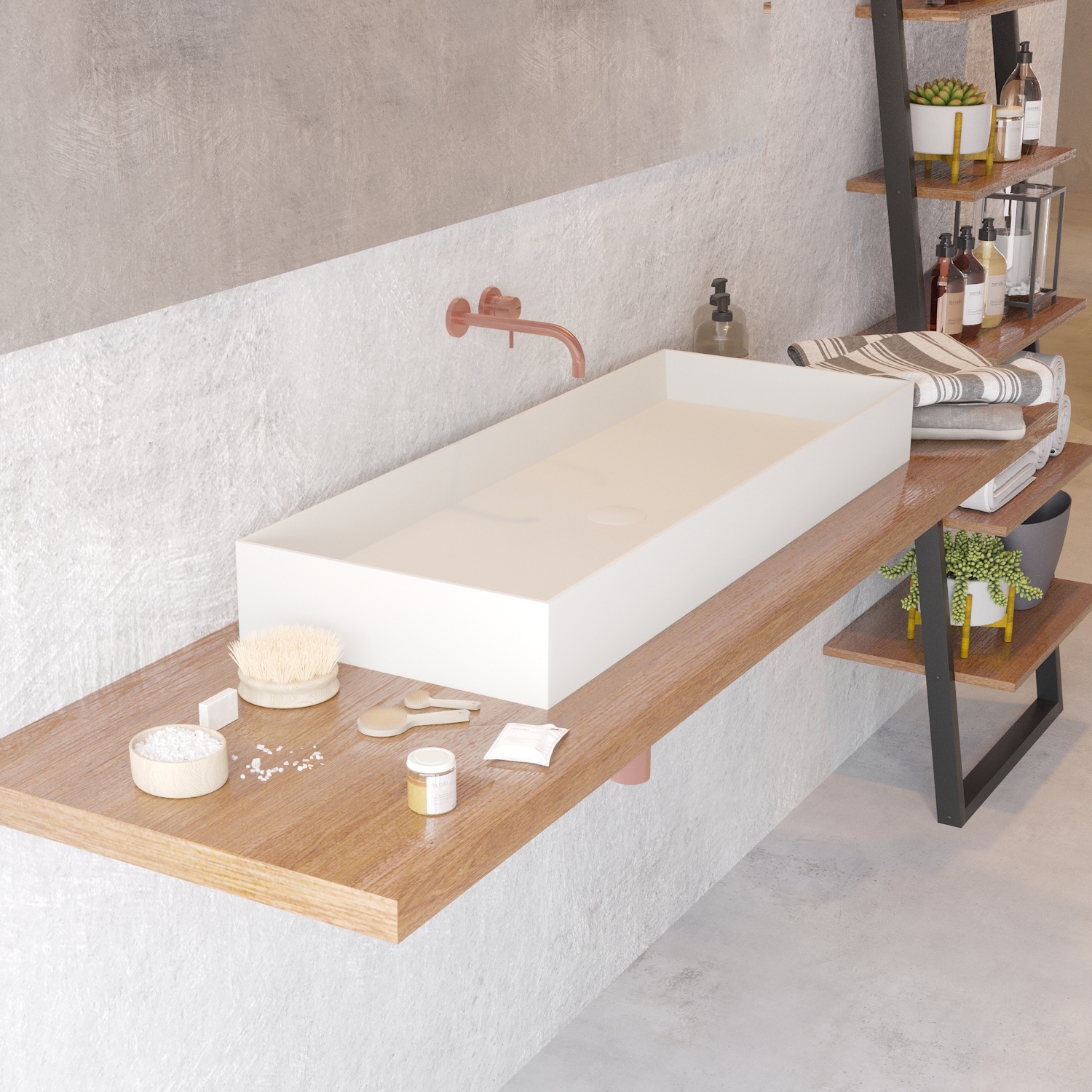 Opbouw Waskom Ideavit Solidjoy 100x37,5x11 cm Solid Surface Mat Wit Ideavit