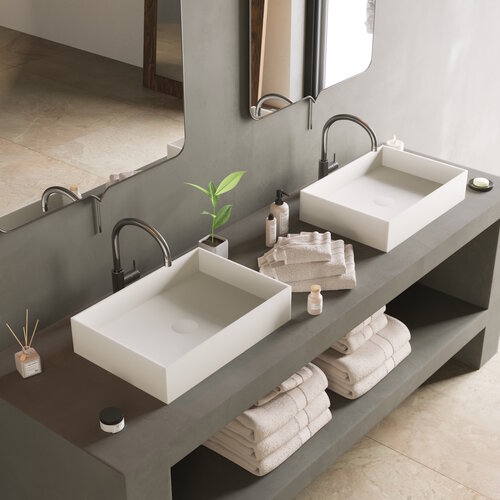 Opbouw Waskom Ideavit Solidjoy 50x35x11 cm Solid Surface Mat Wit 