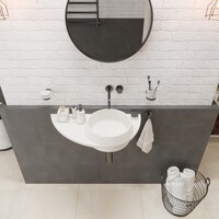 Fontein Ideavit Soliddual 3.0 70x35x14 cm Solid Surface Met Opbergruimte Links Mat Wit