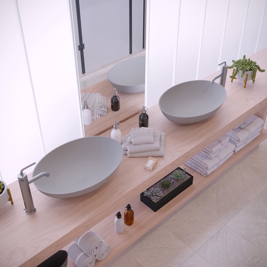 Opbouw Waskom Ideavit Solidthin 60x40x14.5 cm Solid Surface Mat Licht Grijs