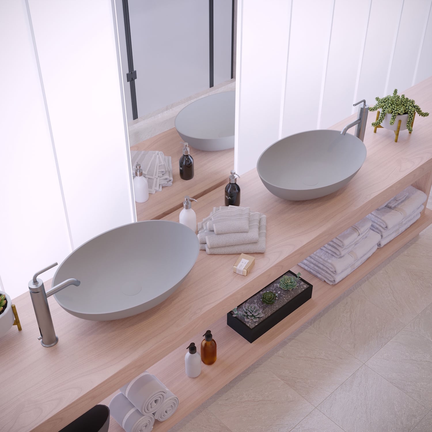 Opbouw Waskom Ideavit Solidthin 60x40x14.5 cm Solid Surface Mat Licht Grijs Ideavit