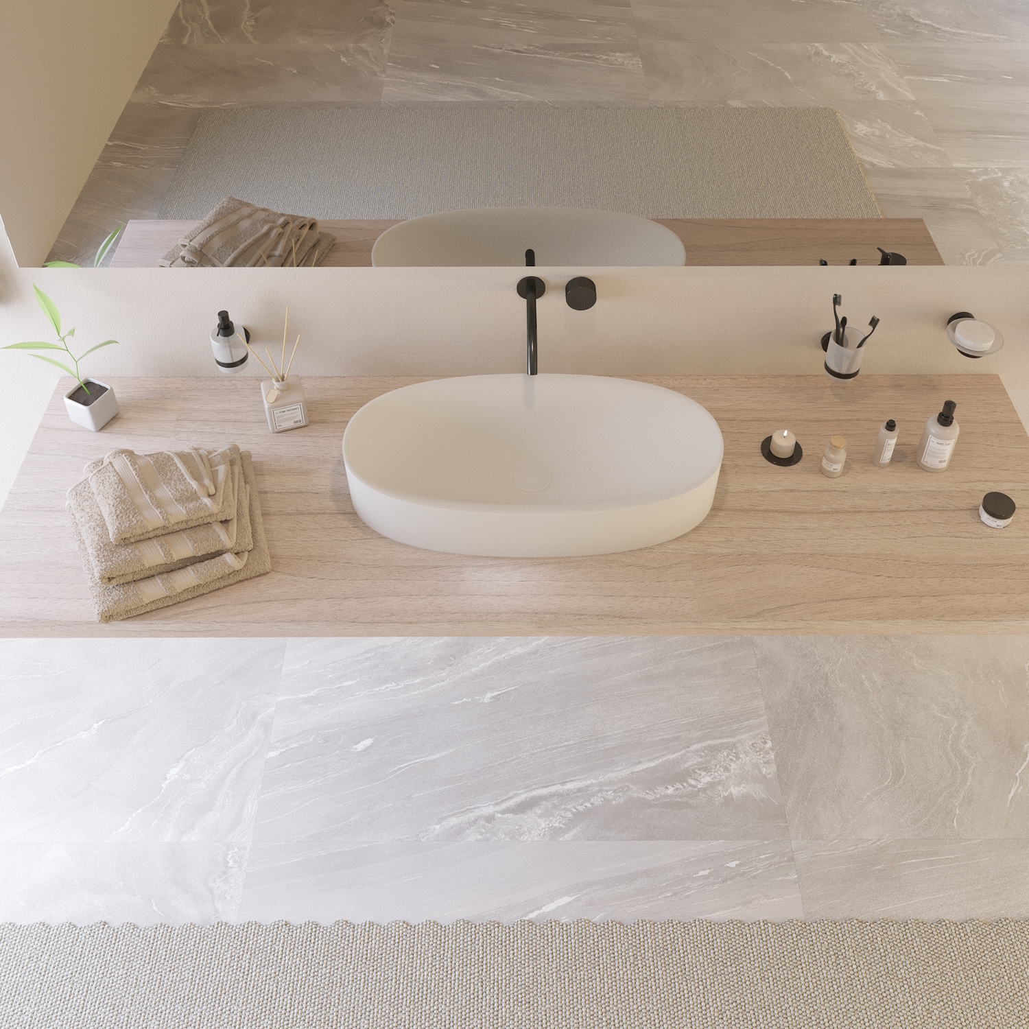 Wastafel Ideavit Colidcliff-70 Opbouw 70x35x12.5 cm Solid Surface Mat Wit Ideavit