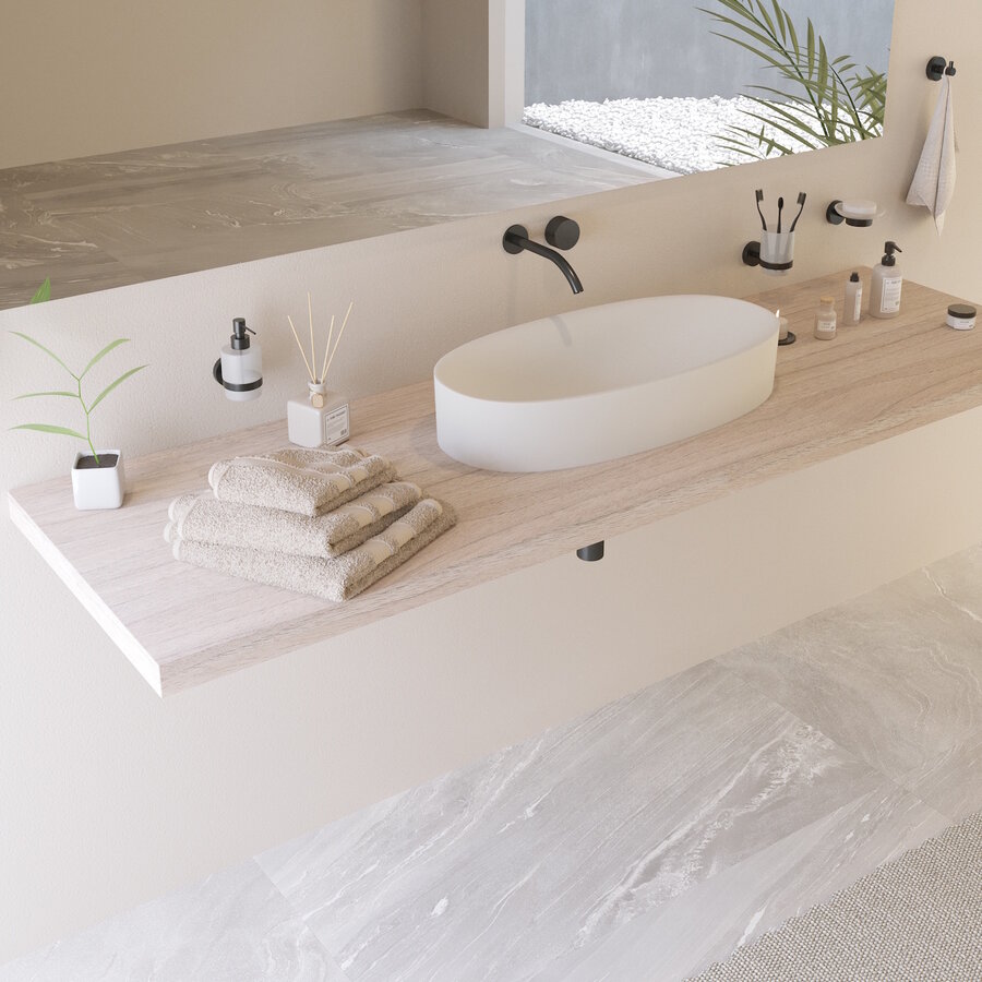 Wastafel Ideavit Colidcliff-70 Opbouw 70x35x12.5 cm Solid Surface Mat Wit