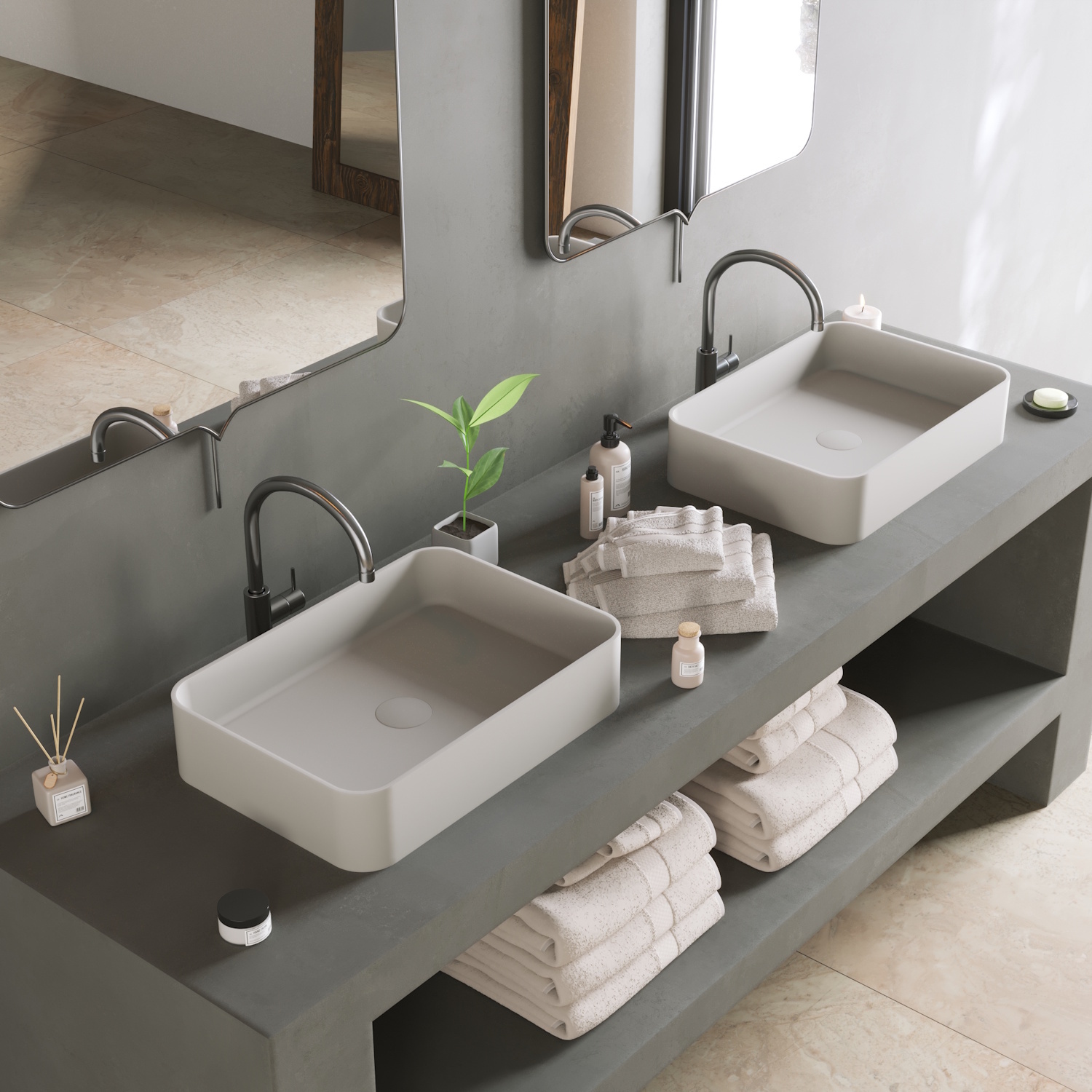 Opbouwwastafel Ideavit Solidthin 50x35x12.5 cm Solid Surface Mat Wit Ideavit