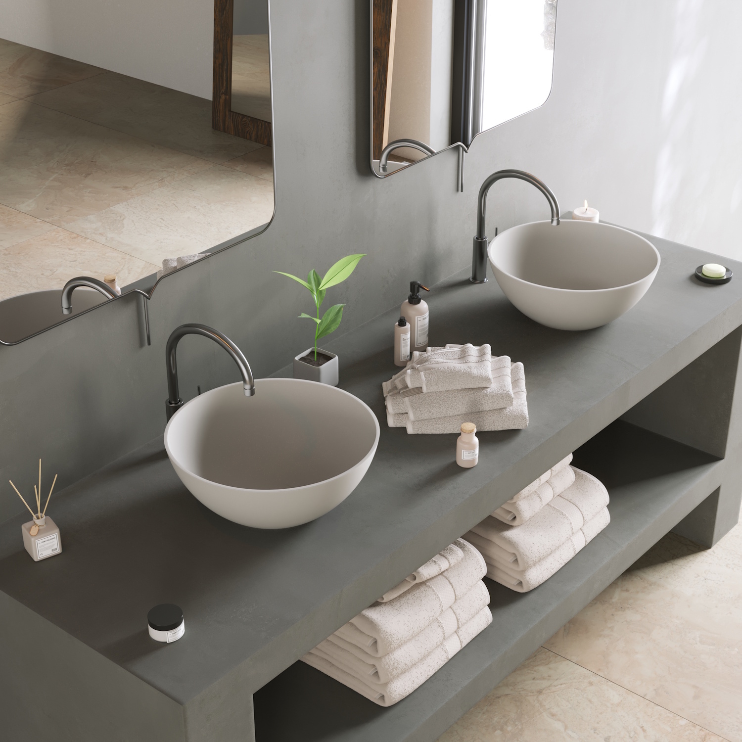 Opbouwwastafel Ideavit Solidthin 39x39x14.5 cm Solid Surface Mat Wit Ideavit
