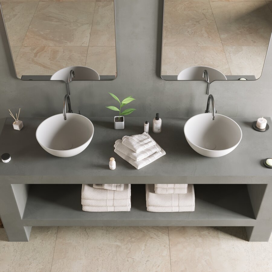 Opbouwwastafel Ideavit Solidthin 39x39x14.5 cm Solid Surface Mat Wit