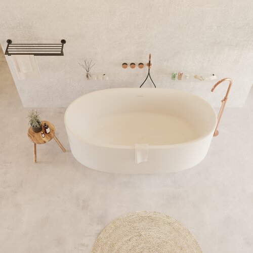 Ligbad Vrijstaand Ideavit Colidcliff 175x88x56 cm Solid Surface Mat Wit 