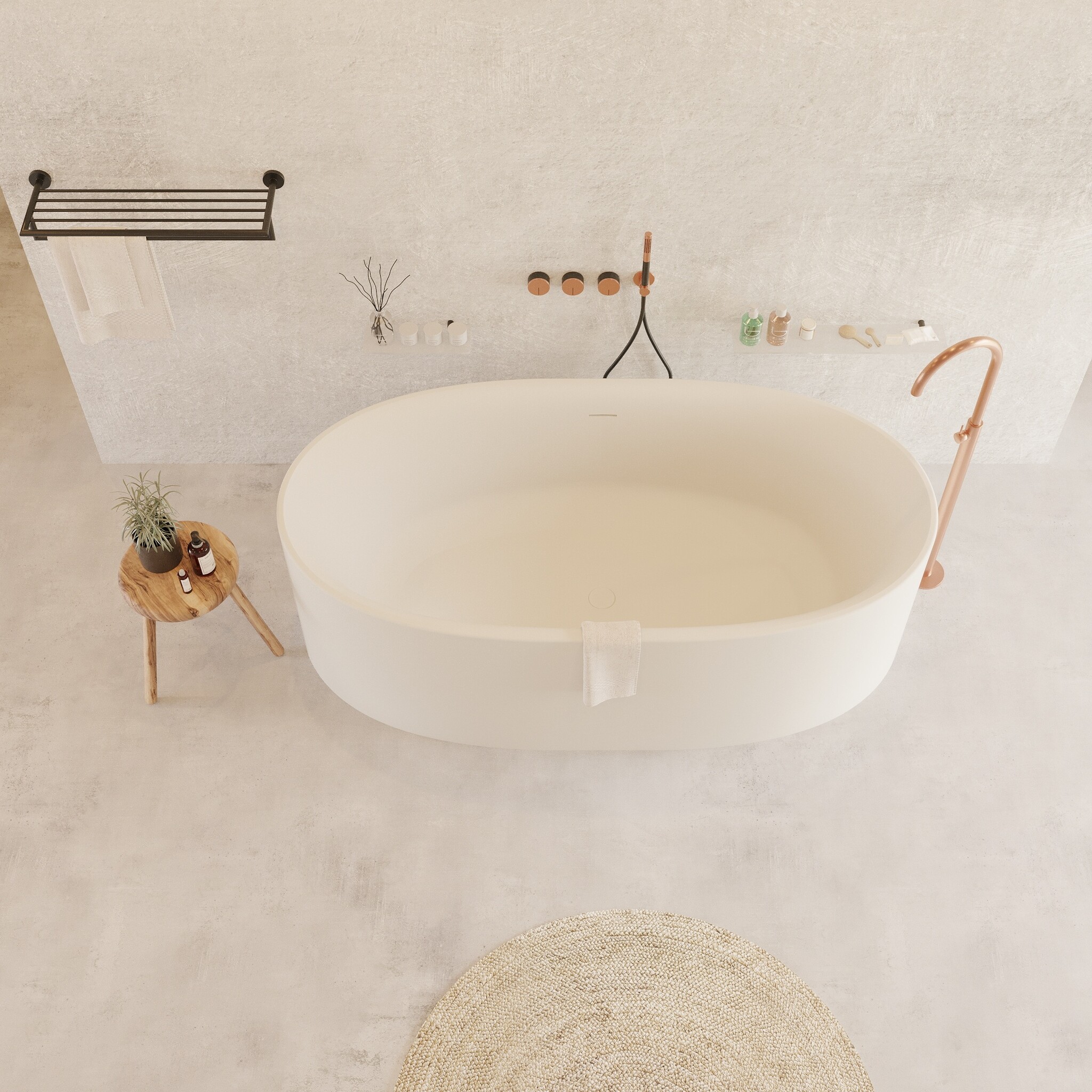 Ligbad Vrijstaand Ideavit Colidcliff 175x88x56 cm Solid Surface Mat Wit Ideavit