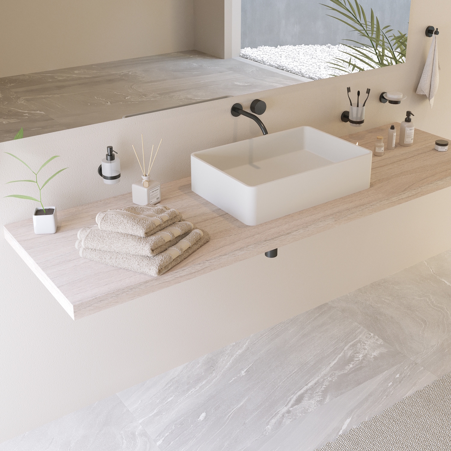 Opbouw Waskom Ideavit Solidtop 60x40x15 cm Solid Surface Mat Wit Ideavit