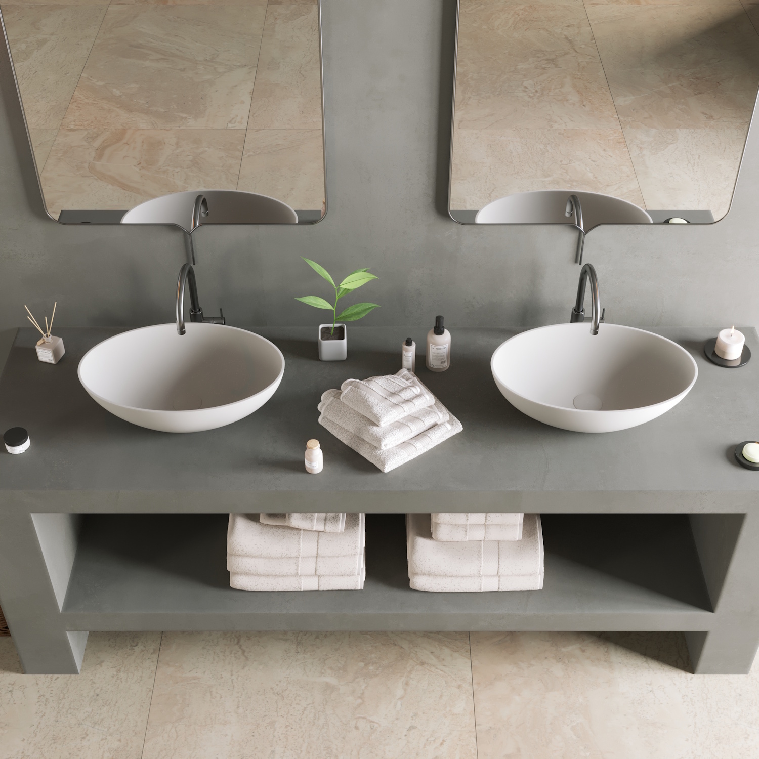 Opbouw Waskom Ideavit Solidthin 50x33x14.5 cm Solid Surface Mat Wit Ideavit