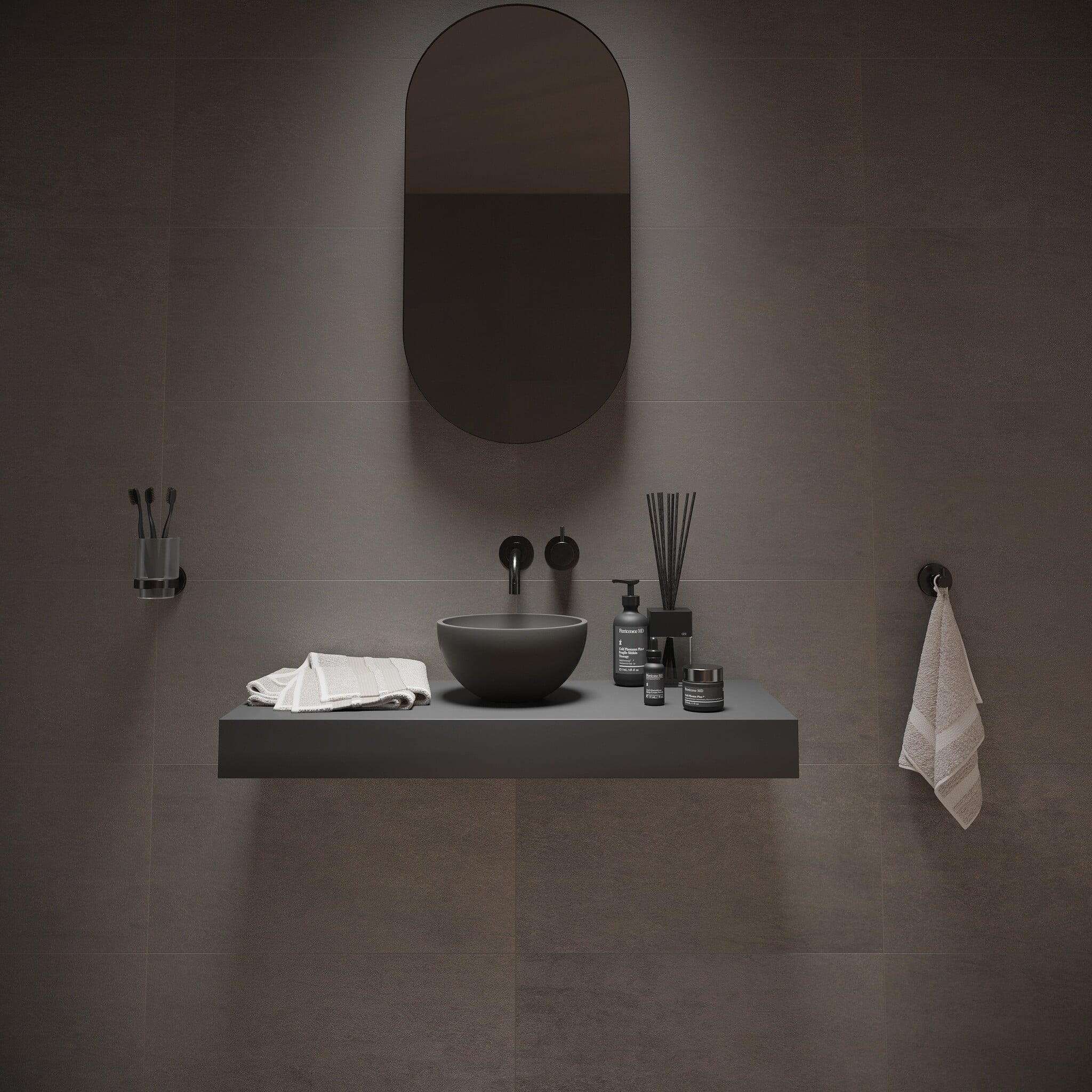 Opbouw Waskom Ideavit Solidmicro 23x11.5 cm Solid Surface Mat Donker Grijs Ideavit