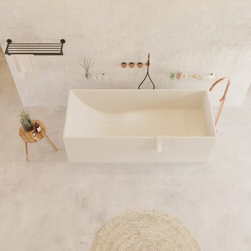 Ligbad Vrijstaand Ideavit Solidstar 170x72x55 cm Solid Surface Mat Wit 